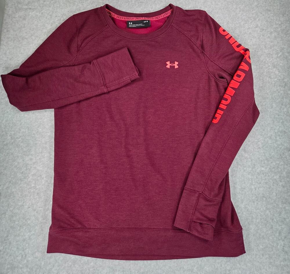 Under Armour Maroon Burgundy Long Sleeve Graphic Logo Sweatshirt Size Large